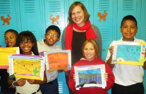 Picture of Carrie Neumayer and her students